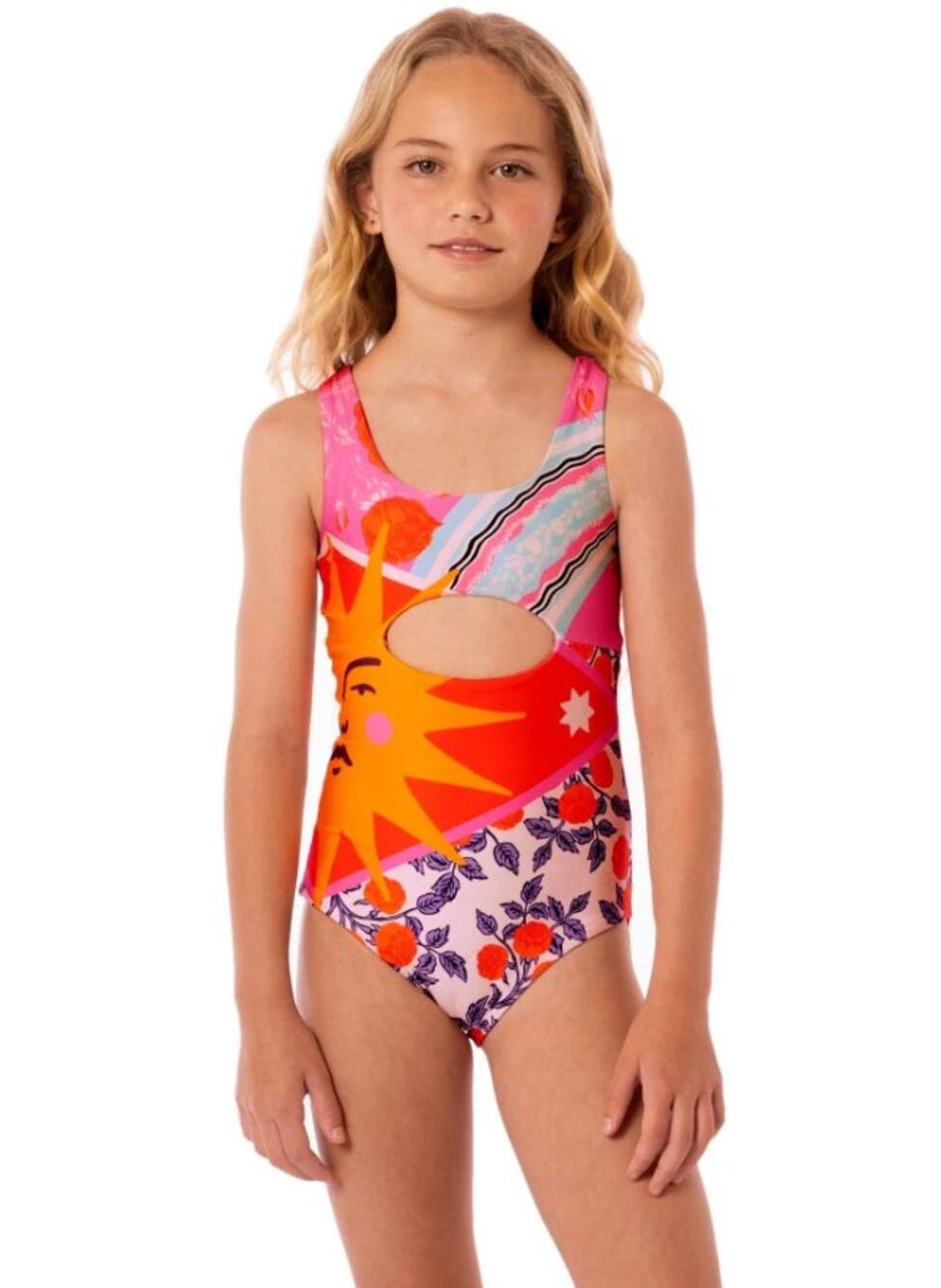 MAAJI Reversible Confetti One Piece Swimsuit Girl's 12 Pink Sundance Multi NWT